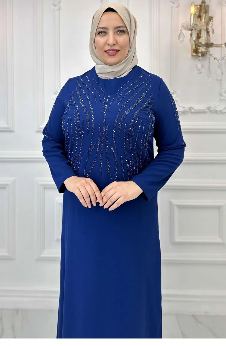 Amine Hüma Cansel Robe De Soirée Hijab Indigo 3149