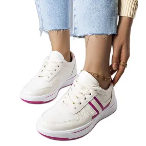 Baskets crème avec empiècements roses Olympia beige