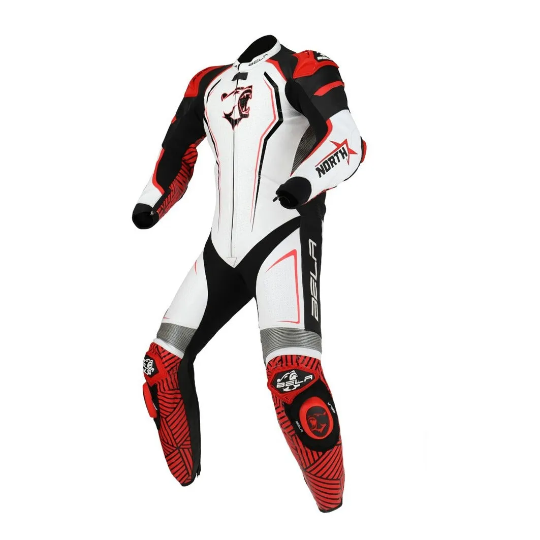 Bela NorthStar Combinaison en cuir Noir/Blanc/Rouge