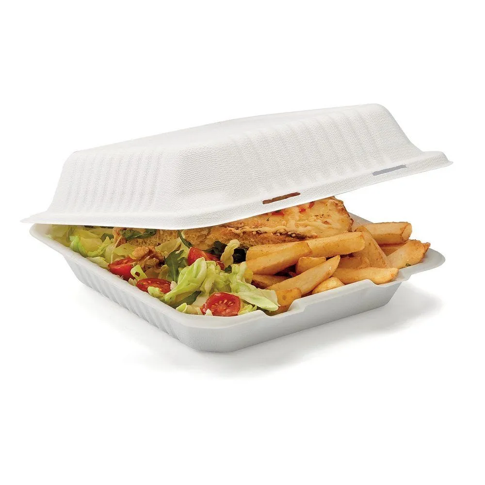 Boîte lunch box biodégradable 22.9x22.9+4.48cm - par 50