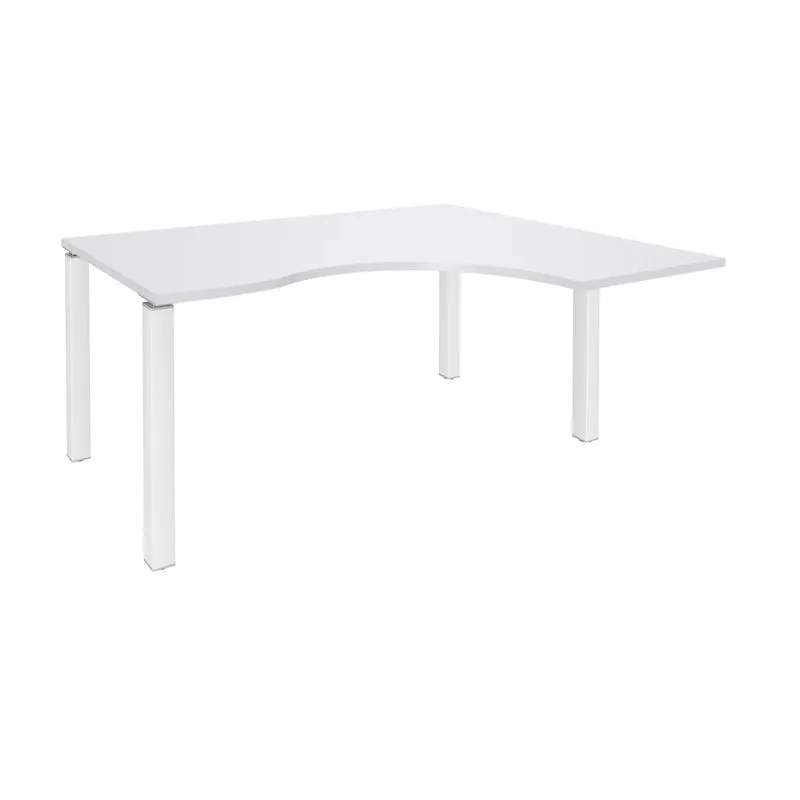 Bureau compact EXPRIM - L160 cm - Retour droite - Plateau Blanc perle - Pieds blanc (Pieds de renfort obligatoire à rajouter - n