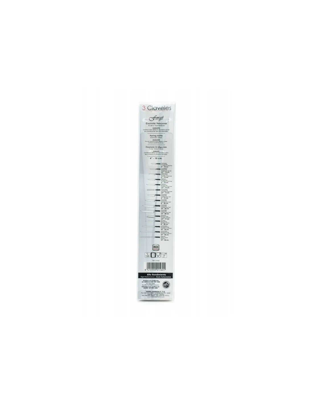 Couteau à fileter forgé 3 Claveles lame acier 19cm