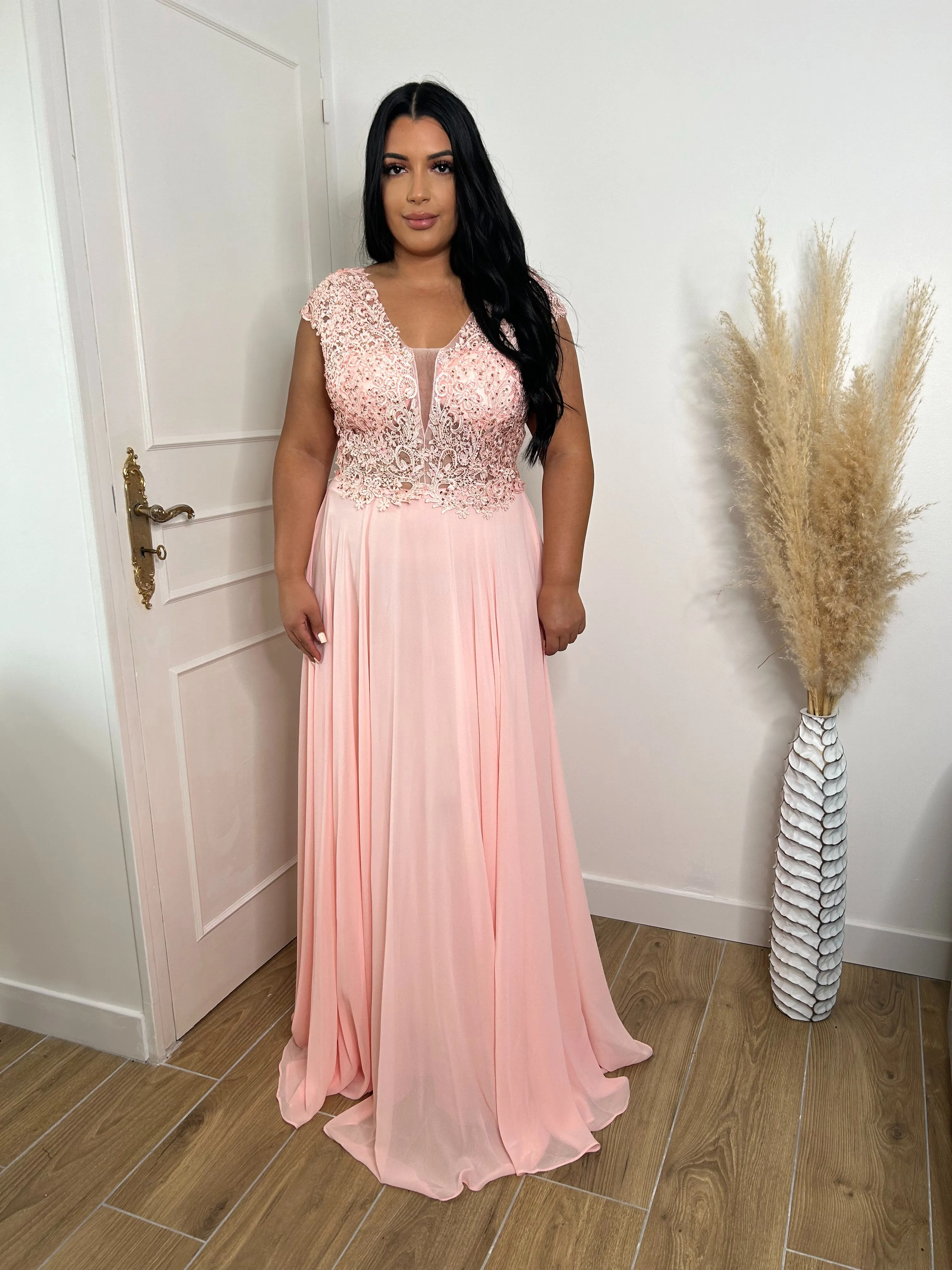 Robe de soirée 9336 rose poudré