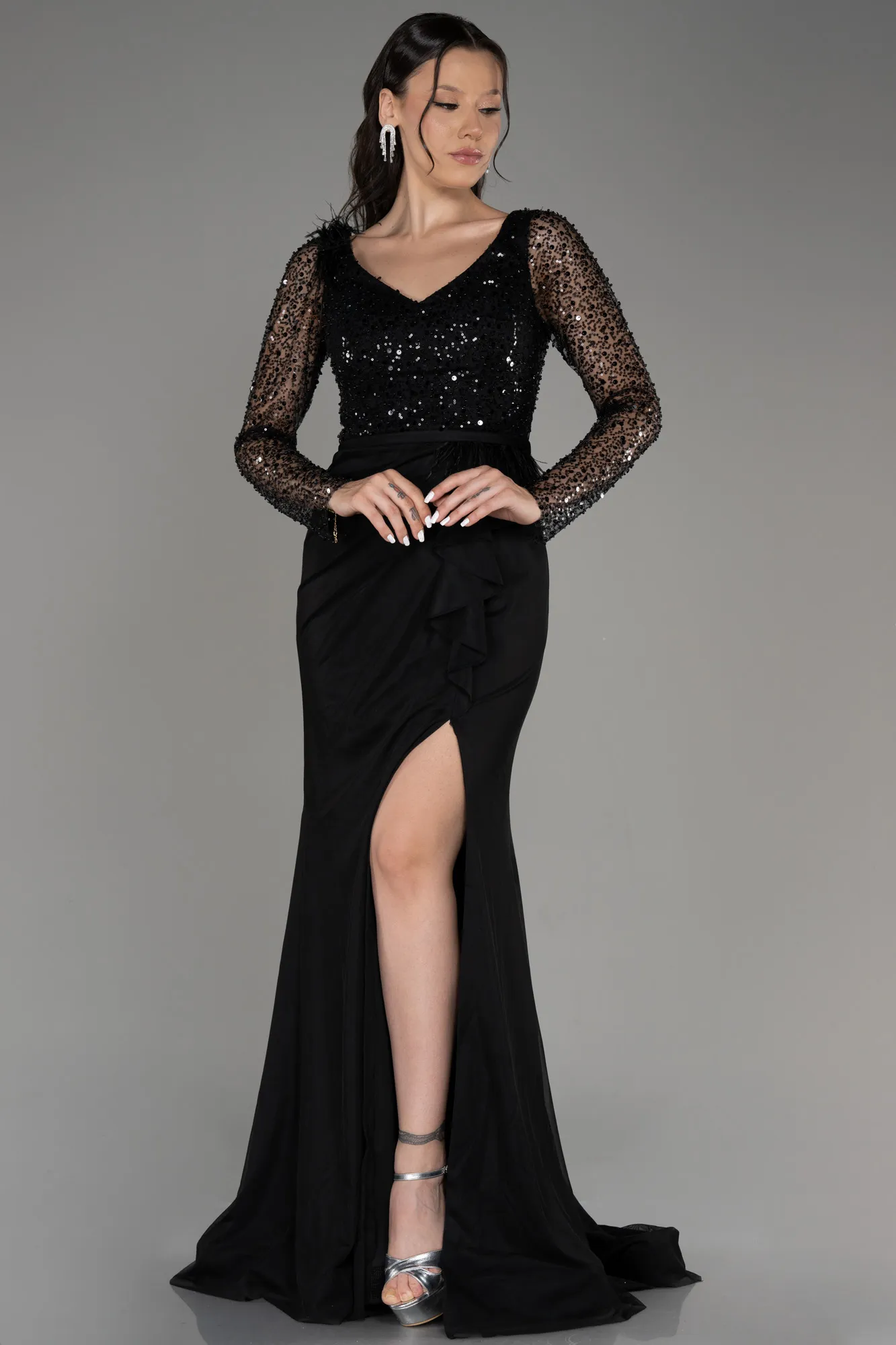 Robe de Soirée Grande Taille Longue Noir ABU3284
