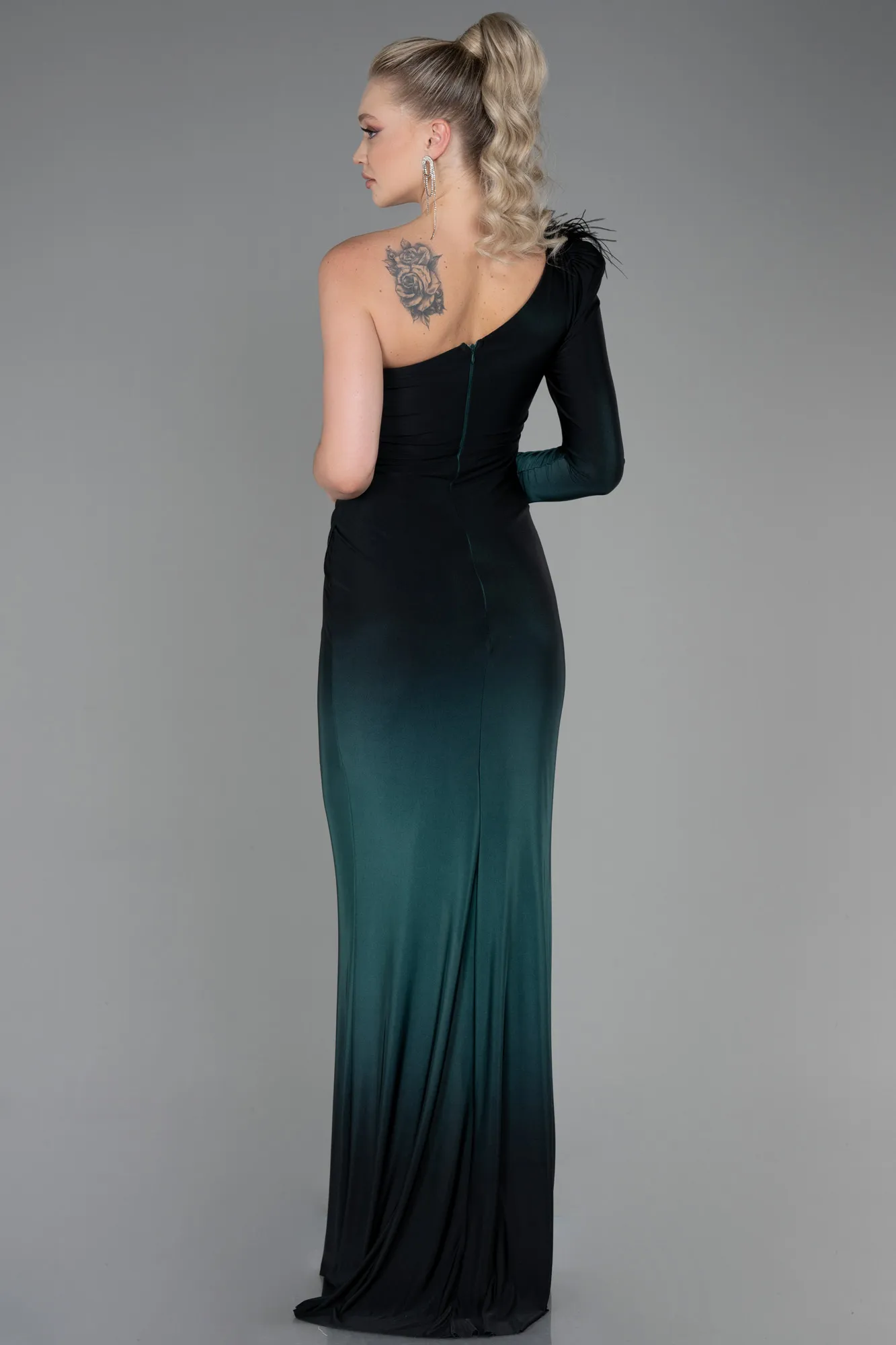 Robe de Soirée Longue Bleu Saxe ABU3225
