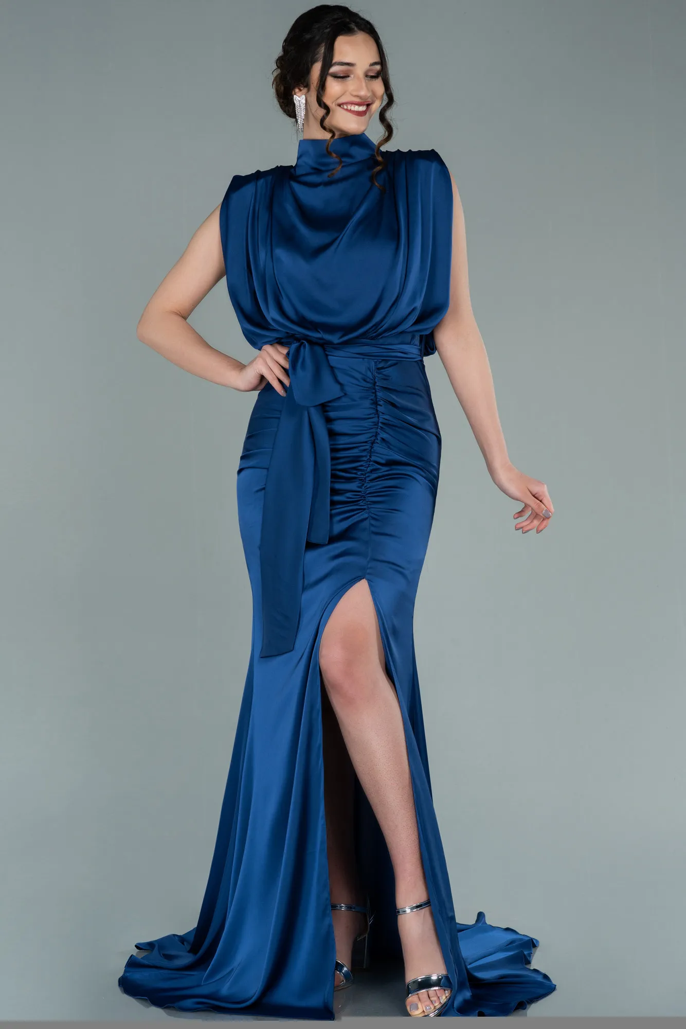 Robe De Soirée Satin Longue Rouge ABU2133