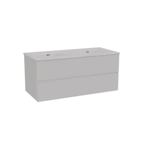 Storke Edge meuble salle de bains suspendu 120 x 52 cm blanc brillant avec Kera double vasque en céramique blanc mat