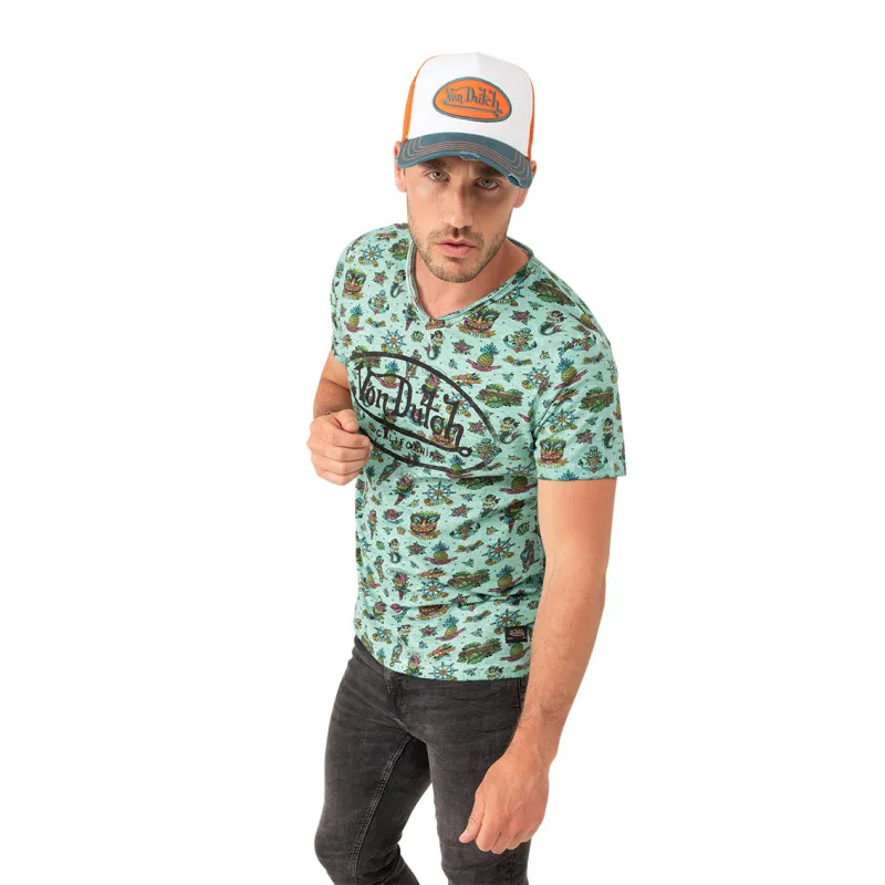 Tee Shirt Turquoise Regular Col V RON | Homme - Vondutch