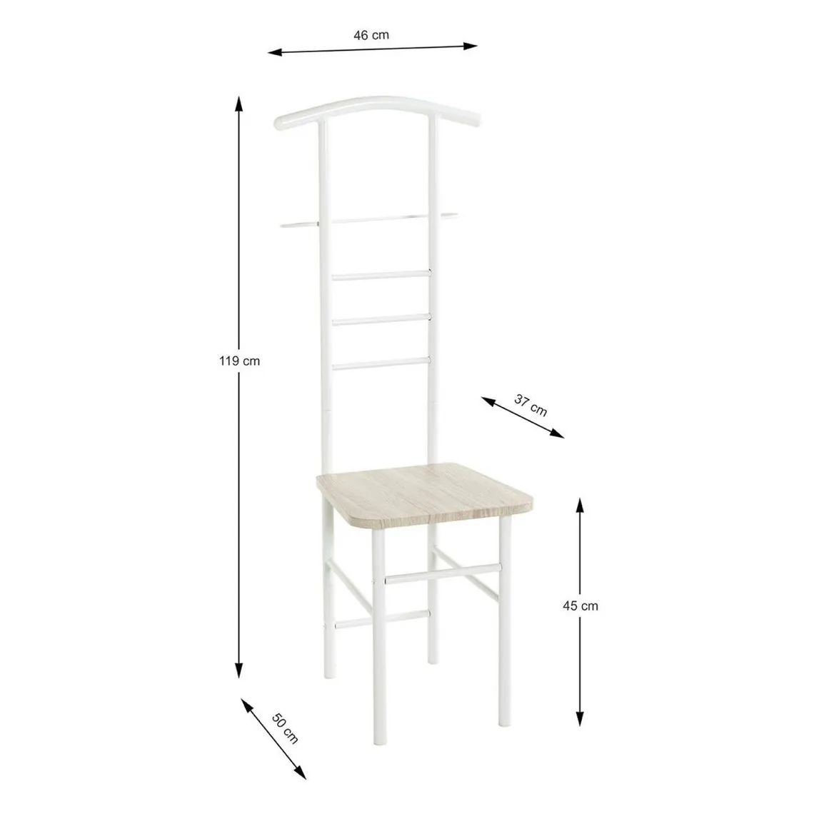 Valet de chambre blanc assise décor chène | 3 Suisses